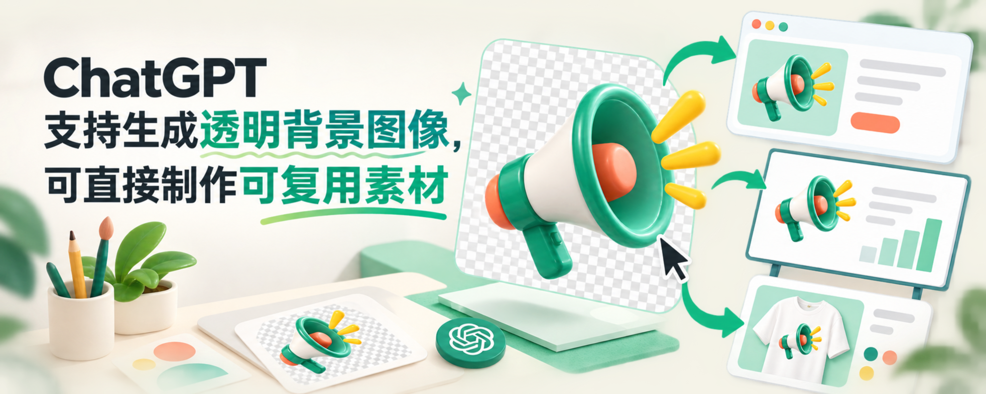 ChatGPT 透明背景图像生成与可复用素材