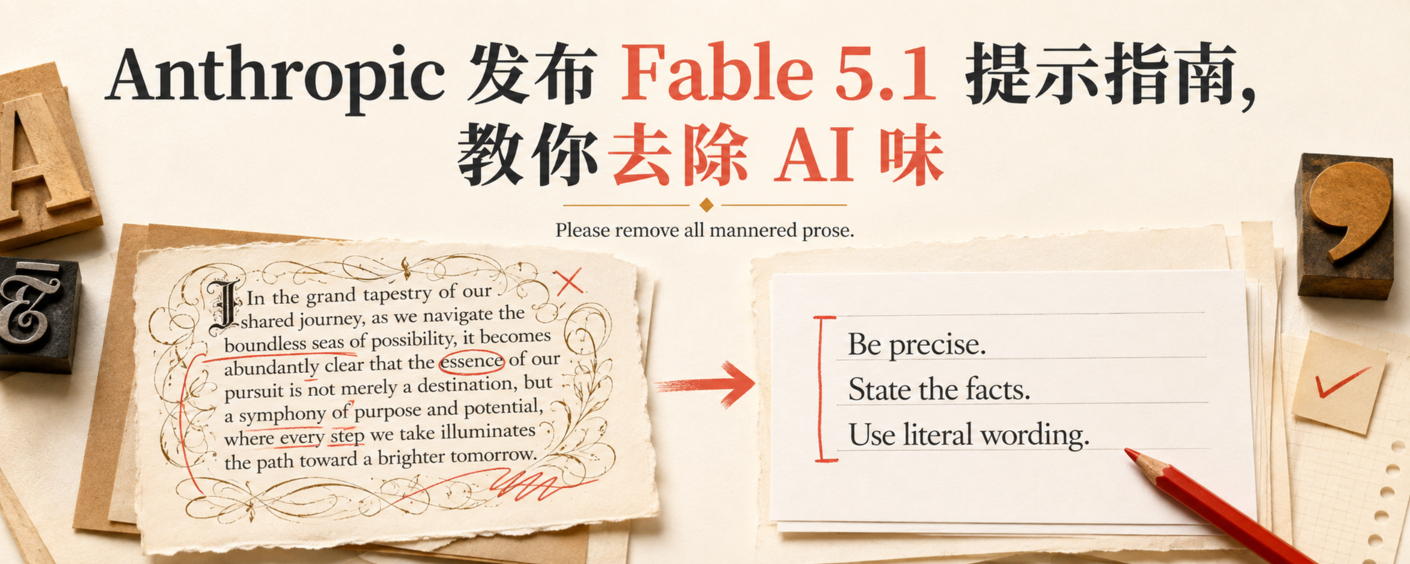 Anthropic 发布 Fable 5.1 提示指南，教你去除 AI 味