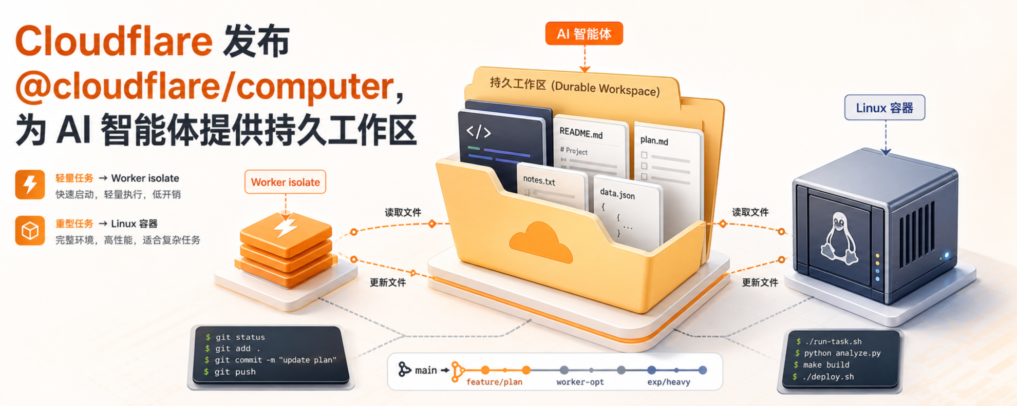 Cloudflare Computer AI 智能体持久工作区与多后端运行环境