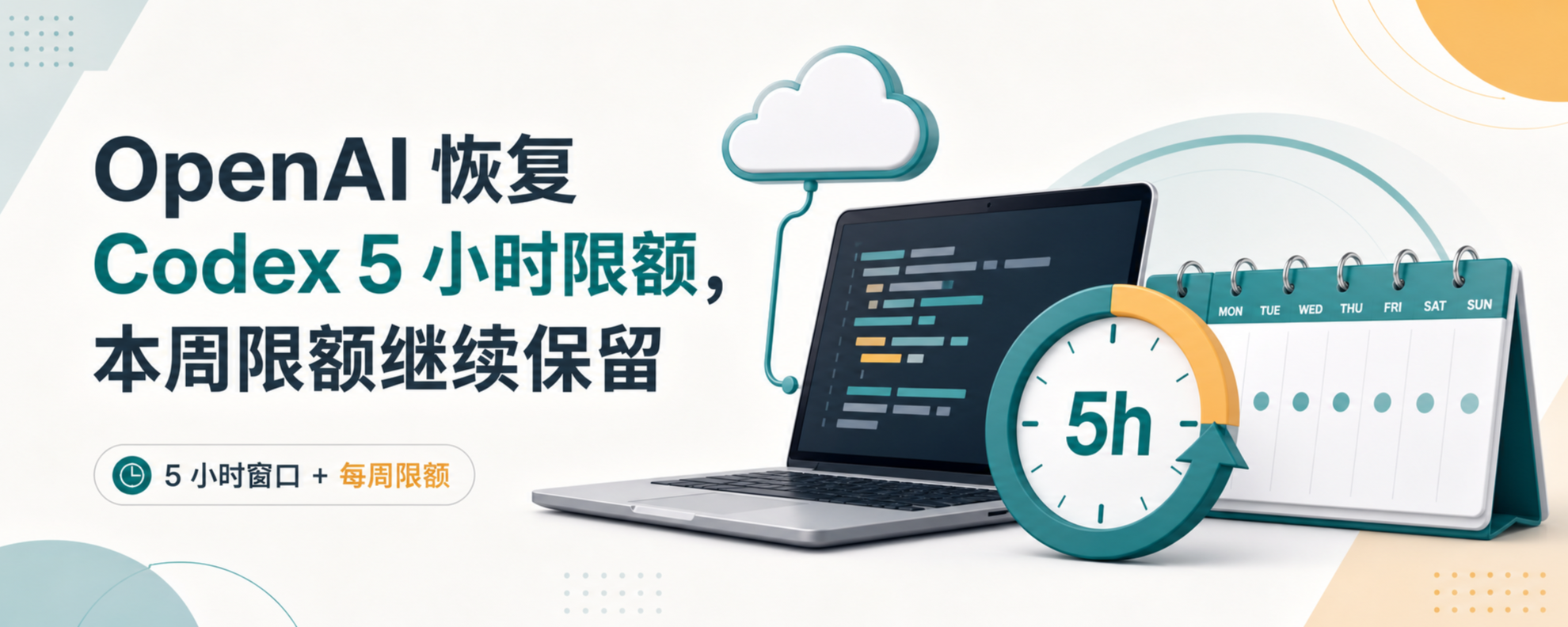 OpenAI 恢复 Codex 5 小时限额，本周限额继续保留