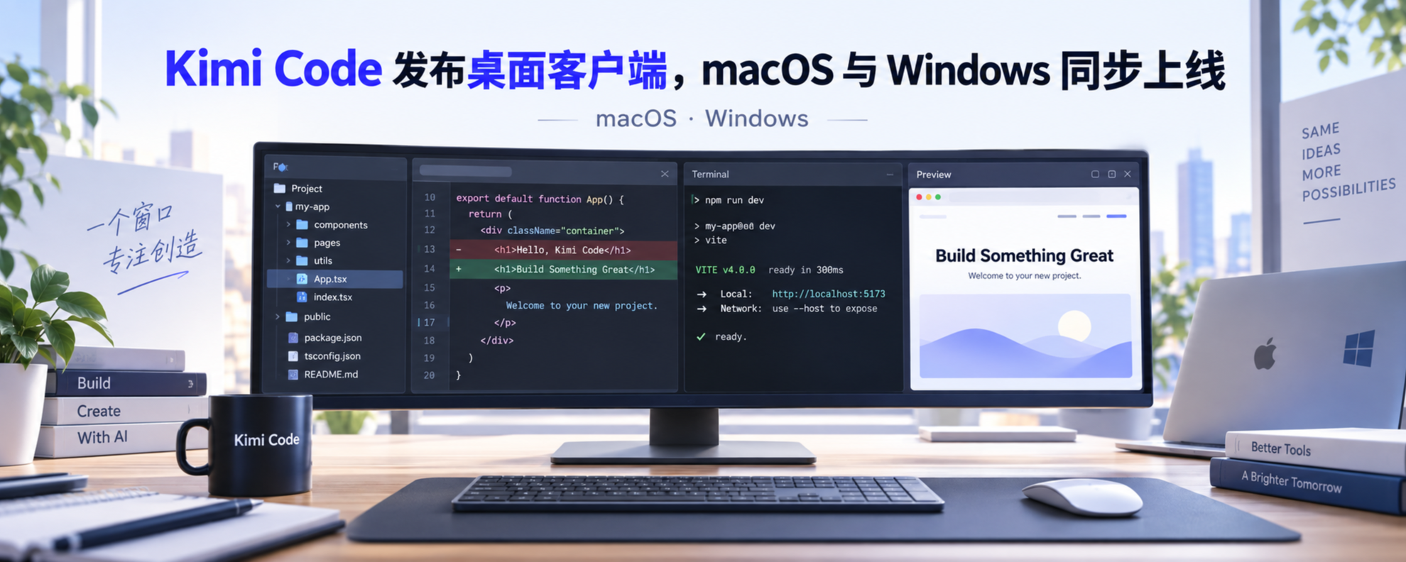 Kimi Code Desktop macOS 与 Windows 桌面编程客户端